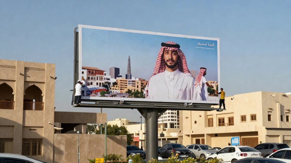 تركيب لوحات بنر في شوارع المملكة